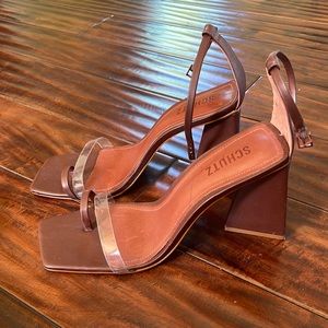 SCHUTZ brown heels with block heel